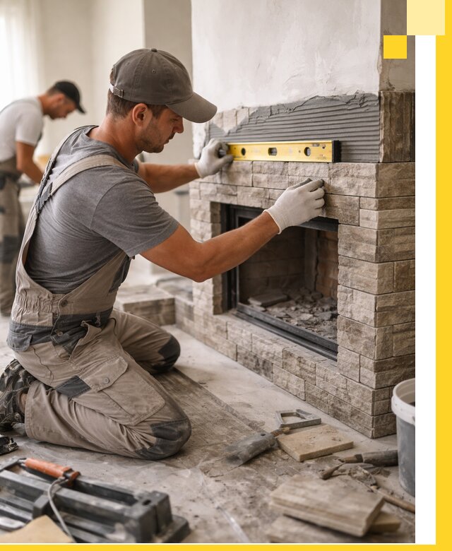 Облицовка каминов в Минеральных Воде, монтаж и отделка натуральным камнем