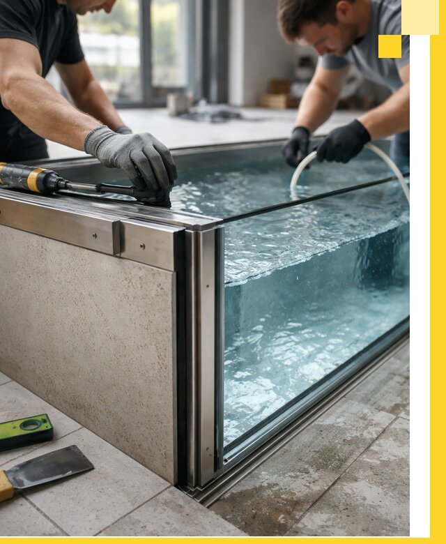 Проектирование и монтаж стеклянных бассейнов в Минеральных Воде