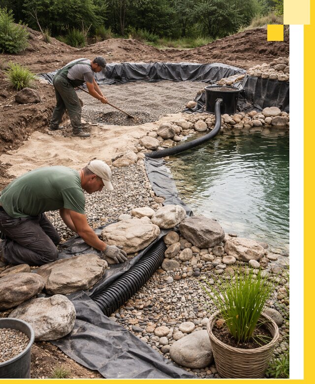 Строительство природных бассейнов и озер в Минеральных Воде под ключ