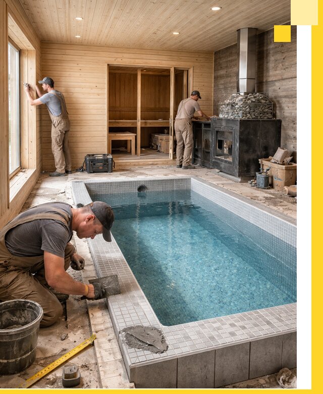 Проект бани с бассейном и сауной в Минеральных Воде под ключ